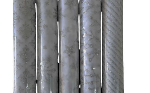 Picture of ORGANZA ROLL WHITE & SILVER GLITERRED STRIPES